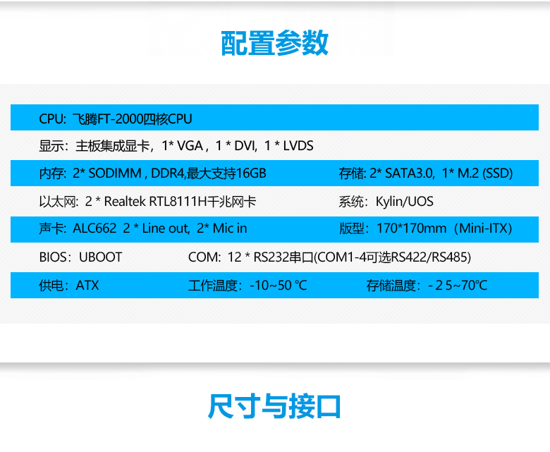 飛騰ATX商(shāng)用(yòng)主闆GM-M202F(圖2)