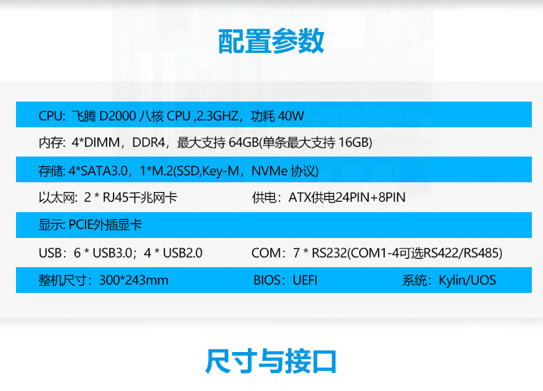 飛騰D2000八核工(gōng)控主闆ATX版型P251F(圖2)